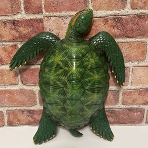 15" GREEN‎ SHELL SEA TURTLE RESIN SCULPTURE